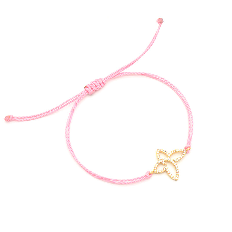 Simple Design Best Selling Product Ladies Gold Plated Shining Star Heart Butterfly Crystal Charm Bracelet Jewelry Ajustable Rope Thread Bracelet