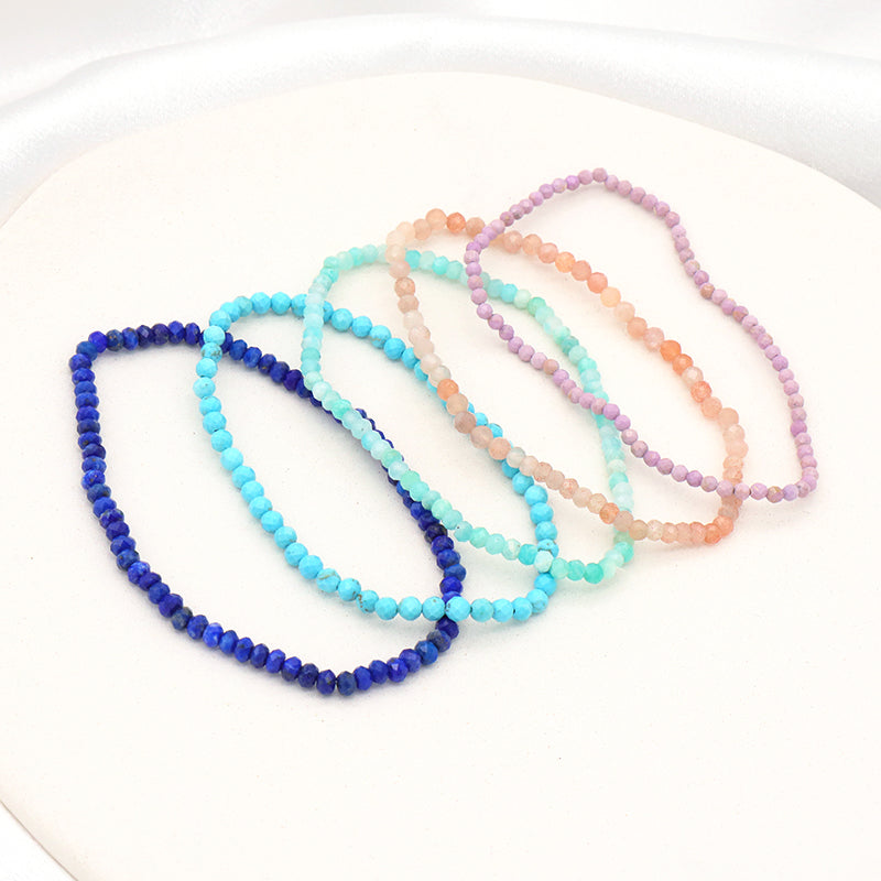 Wholesale Handmade women girls kids OEM Purple Pink Blue Various natural stone bracelets Bangle jewelry custom bead bracelet