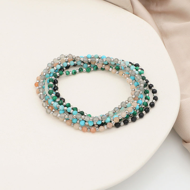 Custom Wholesale Handmade women girls kids OEM Various natural stone Beaded bracelets Bangle 925 silver beads bracelet jewelry