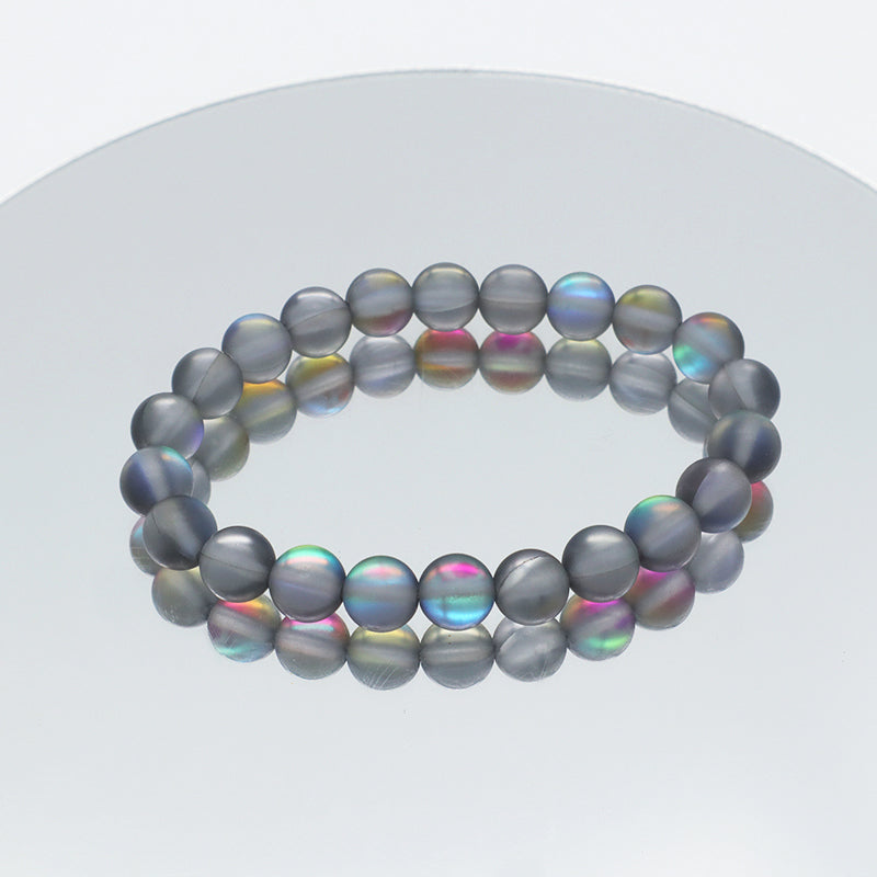 Fashion Women Jewelry China Factory Wholesale Custom OEM Elastic Natural Stone Beads Handmade 8mm Synthetic Moonstone Bracelet