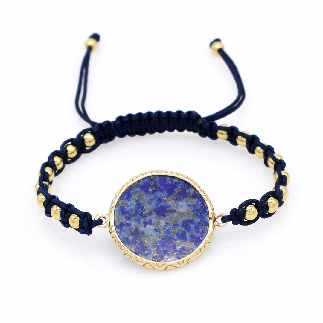 Custom Factory Blue Handmade Woven Friendship Gold plated 4mm Beaded OEM Natural Stone Charm bracelets for women jewelry beads