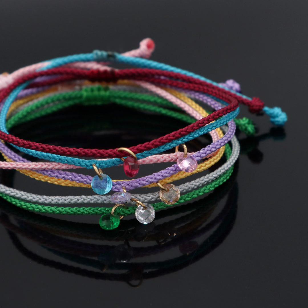 OEM Manufacture Custom Factory Gift Handmade Braided Rope Adjustable 925 silver sterling CZ Charm Bracelet For Teen Girl Women