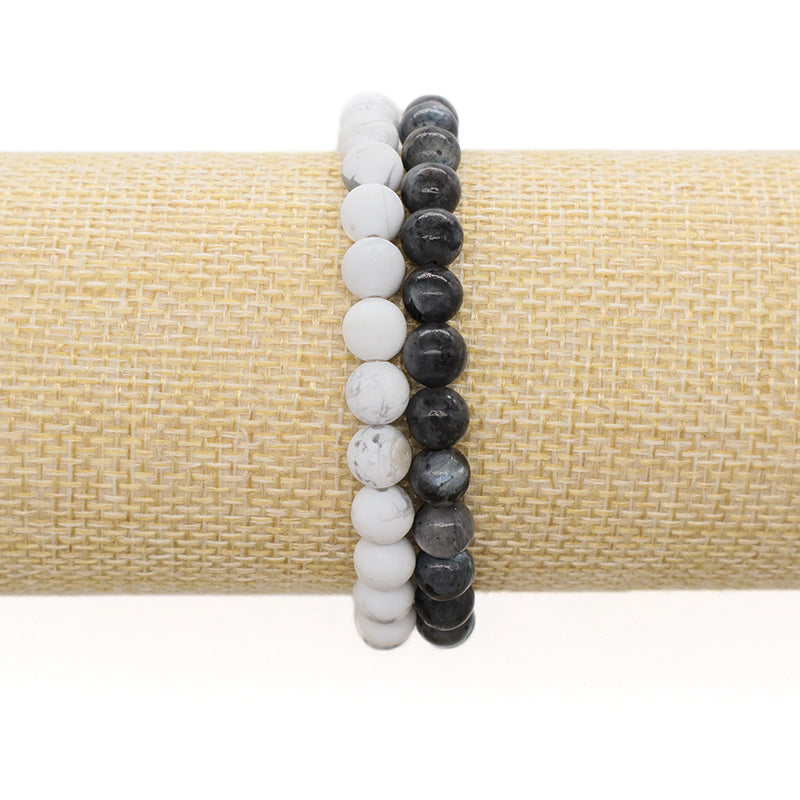 Lucky Gemstone Wholesale Custom OEM Factory Fashion Handmade Friendship Elastic 6mm Natural Stone Beads Bracelet For Women Men
