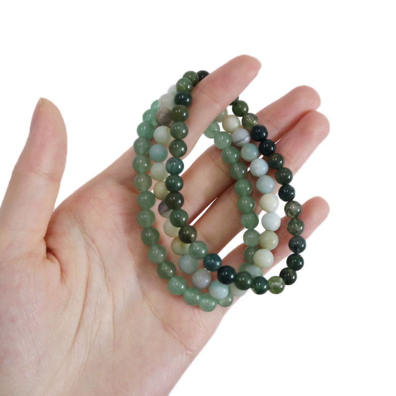 Friendship Custom Wholesale Trendy Manufacture Lucky Gemstone 6mm Natural Stone Beads Elastic Handmade Bracelet For Women Men