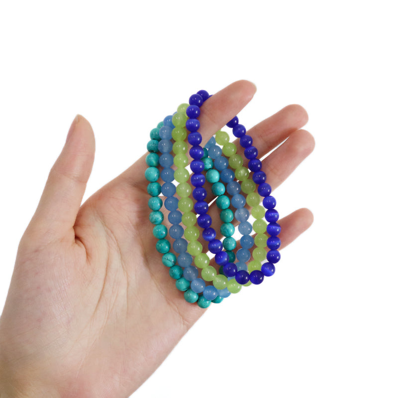 2023 Hot Women Men Jewelry Pulsera Gift Wholesale Custom OEM Trendy Handmade Friendship Elastic 6mm Natural Stone Beads Bracelet