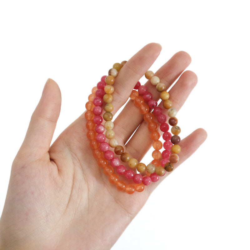 Bestone Wholesale Hot Sale Jewelry Factory OEM Gift Making Custom 6mm Natural Stone Bead Elastic Handmade Bracelet For Women Men