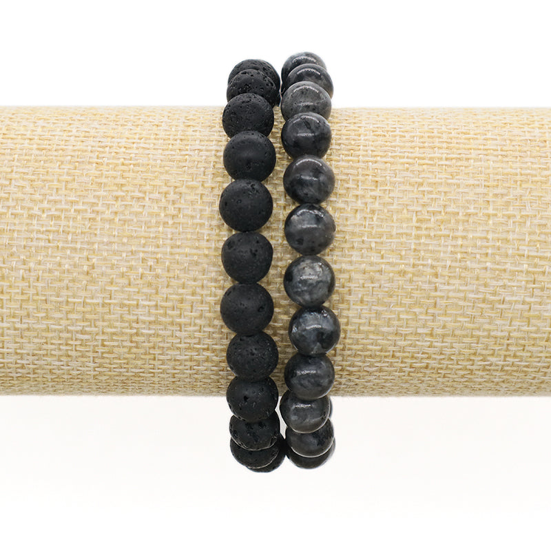 Custom OEM China Factory Wholesale Fashion Women Men Jewelry Healing Elastic Handmade 8mm Lava Natural Stone Beads Bracelet