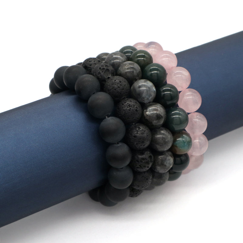 New Bulk Sale Jewelry Custom OEM Factory Healing Energy YoGa Elastic Handmade 12mm Natural Stone Bead Bracelet For Men Women