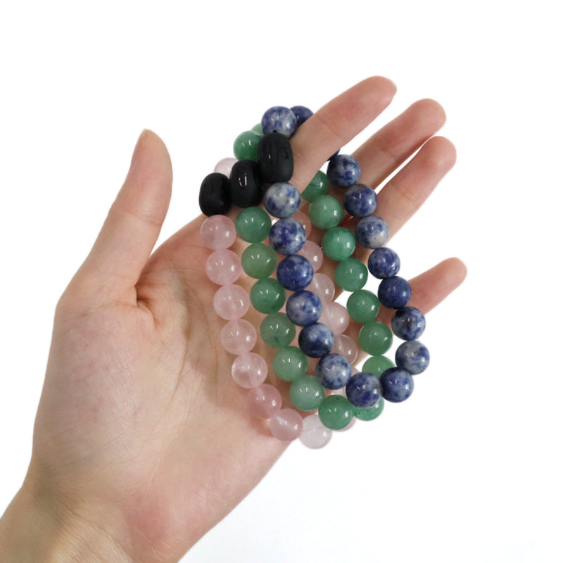 Handmade Custom OEM Factory Jewelry Healing Energy YoGa Elastic Black Onyx Beads Charm10mm Natural Stone Bracelet For Men Women