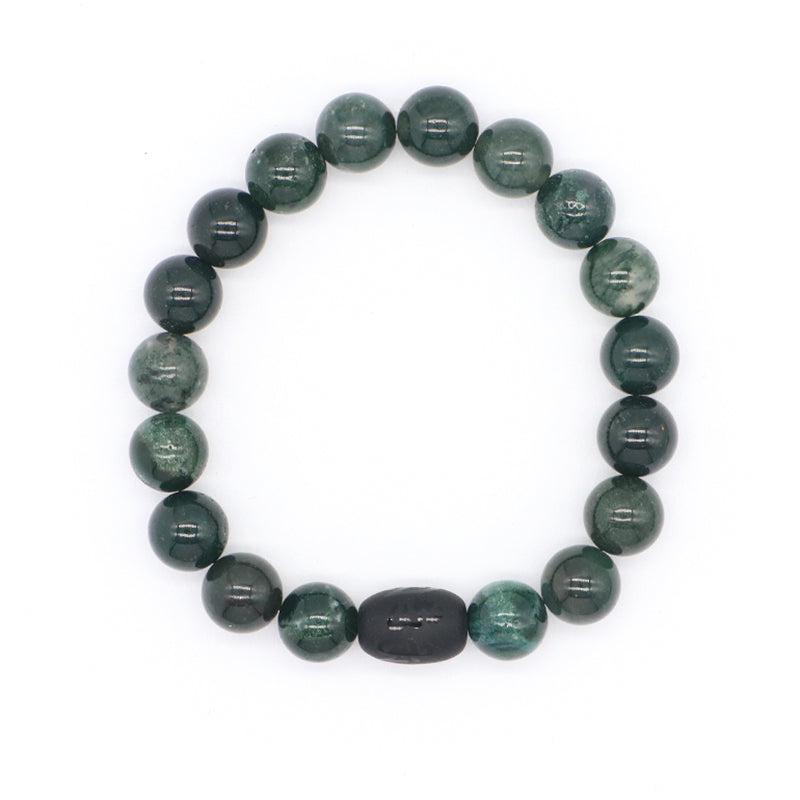OEM Factory Jewelry Handmade Custom Energy Healing YoGa Elastic 10mm Natural Stone Beads Black Onyx Charm Bracelet For Men Women