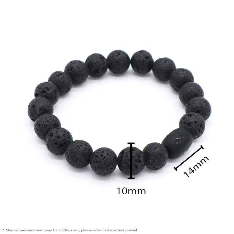 Customized Healing Energy YoGa Jewelry Handmade OEM Elastic Black Onyx Beads Charm10mm Lava Natural Stone Bracelet For Men Women