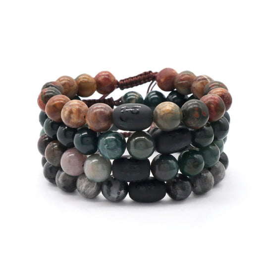 OEM Custom Men Women Healing YoGa Jewelry Handmade Black Onyx Beads Charm10mm Natural Stone Woven Macrame Bracelet