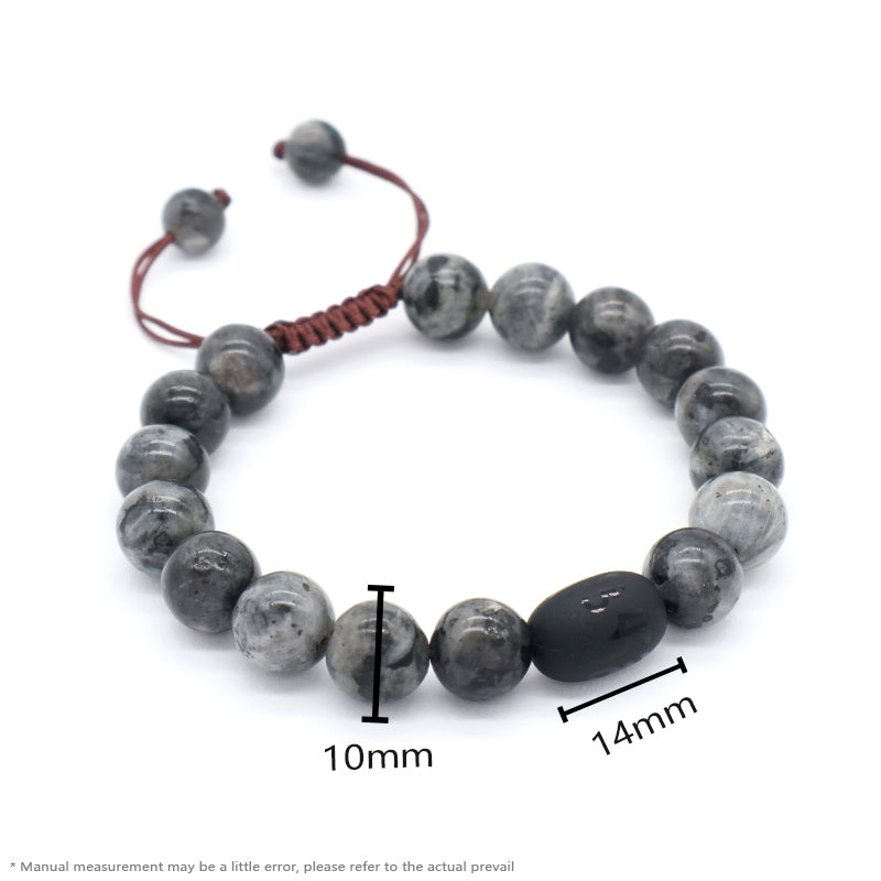 OEM Custom Men Women Healing YoGa Jewelry Handmade Black Onyx Beads Charm10mm Natural Stone Woven Macrame Bracelet