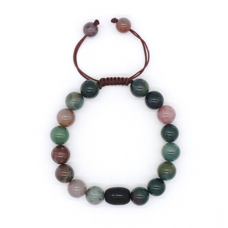 OEM Custom Men Women Healing YoGa Jewelry Handmade Black Onyx Beads Charm10mm Natural Stone Woven Macrame Bracelet
