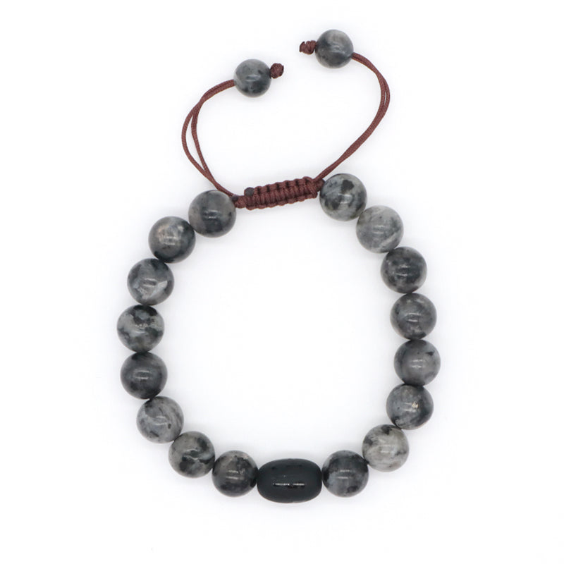 OEM Custom Men Women Healing YoGa Jewelry Handmade Black Onyx Beads Charm10mm Natural Stone Woven Macrame Bracelet