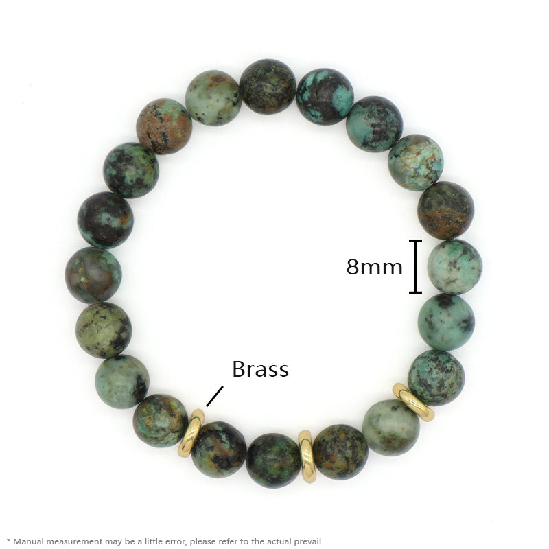 Custom Energy Yoga Healing Elastic Handmade Jewelry Gift Women Men Gold Plated Brass Charm 8mm Natural Stone Beads Bracelet