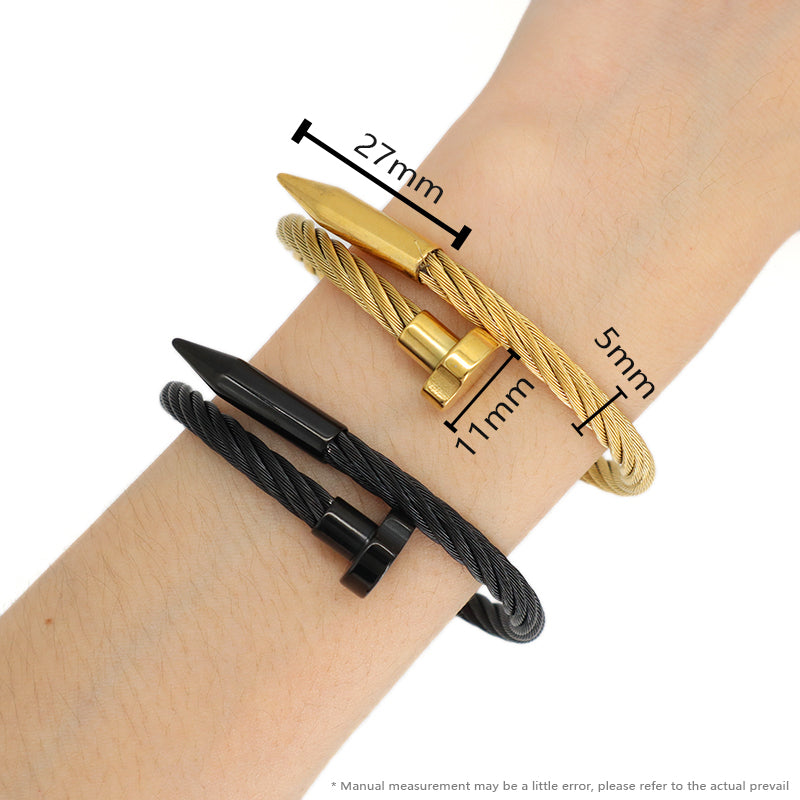 Unique Design Wholesale Custom Factory Jewelry Black Gold Plated Stainless Steel Expandable Cuff Bangle Bracelet For Women
