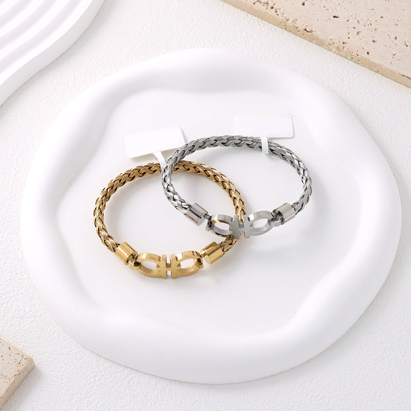 Fashion Design Manufacture Wholesale Custom Factory Jewelry Women Men Gold Plated Clasp Stainless Steel Cuff Bangle Bracelet