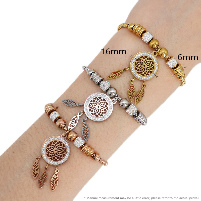 2023 New Wholesale Fashionable Factory Custom Ajustable Gold Plated Rose Gold Stainless Steel CZ Charm Bracelet Bangle For Women Jewelry