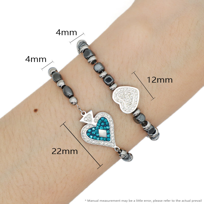 Newest Fashion Wholesale China Factory Custom Jewelry Manufacture Gift Ajustable Stainless Steel No Tarnish CZ Blue Love Heart Charm Bracelet Bangle For Women
