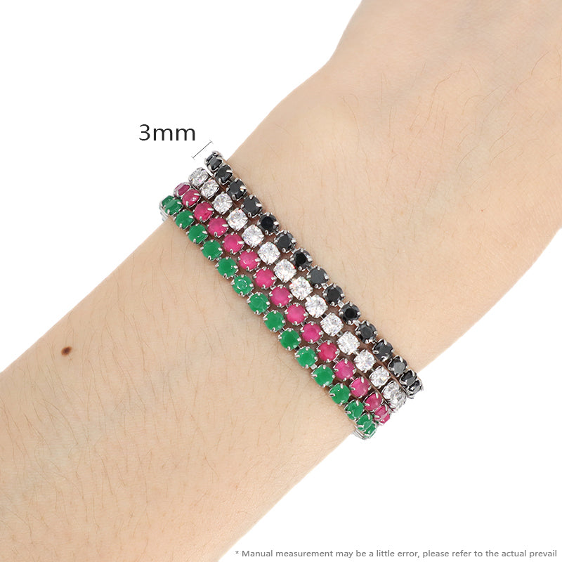 Fashion Women Jewelry Manufacture Various Color New Wholesale Custom China Factory Ajustable No Tarnish Stainless Steel Micro Pave CZ Bracelet Bangle