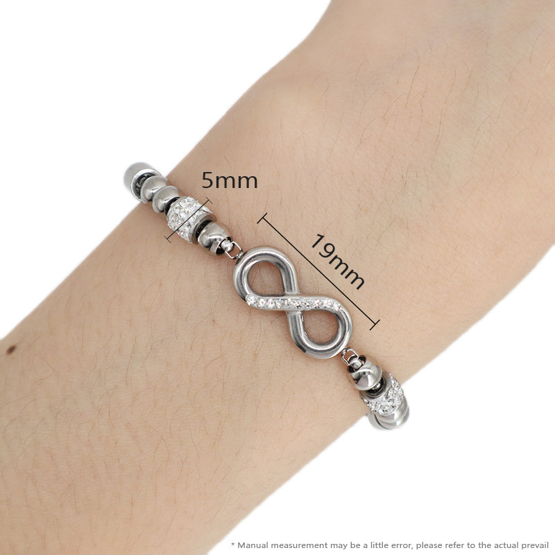 Manufacture Fashionable Women Factory Wholesale Custom Jewelry Ajustable Stainless Steel No Tarnish CZ Infinite Charm Bracelet Bangle For Gift