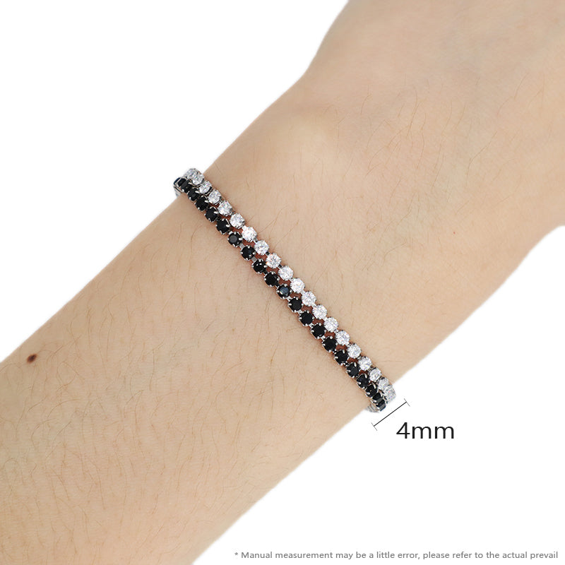 Wholesale China Factory Manufacture Fashion Custom Jewelry Black CZ Stainless Steel No Tarnish Charm Ajustable Double Layer Bracelet Bangle For Women Gift