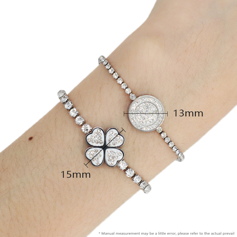 China Factory Wholesale Manufacture Fashion Custom Jewelry Gift CZ Stainless Steel No Tarnish Ajustable Round Flower Charm Bracelet Bangle For Women