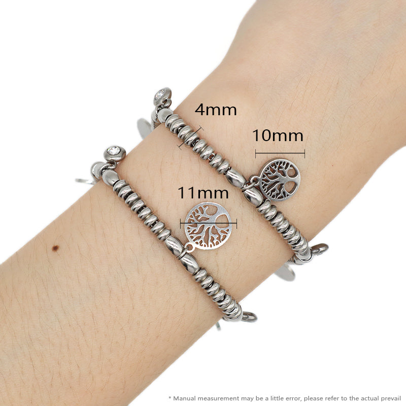 Wholesale Fashionable Custom Manufacture China Factory Jewelry Ajustable CZ No Tarnish Life Tree Bracelet Stainless Steel Cuff Bangle For Gift Women