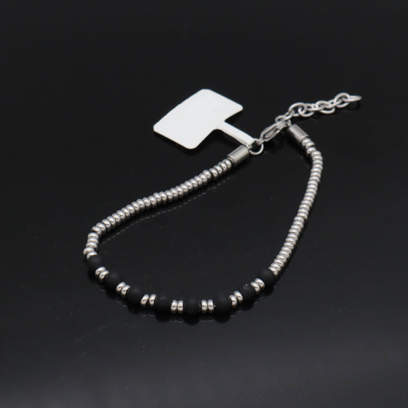 Customized Wholesale China Factory Manufacture Fashionable Women Bangle Jewelry Gift No Tarnish Ajustable Black Beads Charm Stainless Steel Bracelet