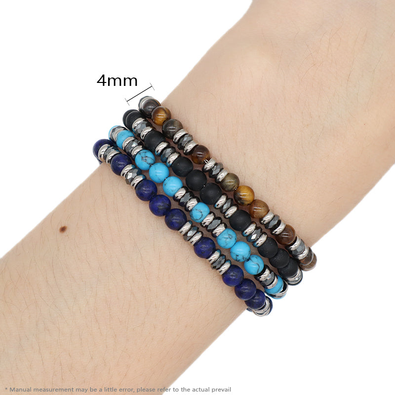 Manufacture Wholesale Customized China Factory Fashionable Charm Jewelry Gift Women Black Brown Blue Beads Ajustable Stainless Steel Bracelet Bangle