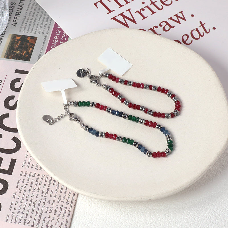 Good Quality Manufacture Wholesale Customized China Factory Fashionable Charm Bangle Jewelry Gift Women Ajustable Red Green Blue Beads Stainless Steel Bracelet