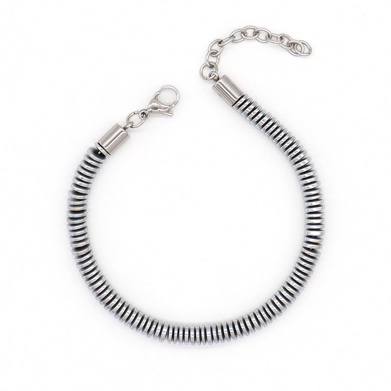 Wholesale Custom China Factory Fashionable Manufacture Jewelry Gift Bangle Women Ajustable Grey Charm Stainless Steel Bracelet