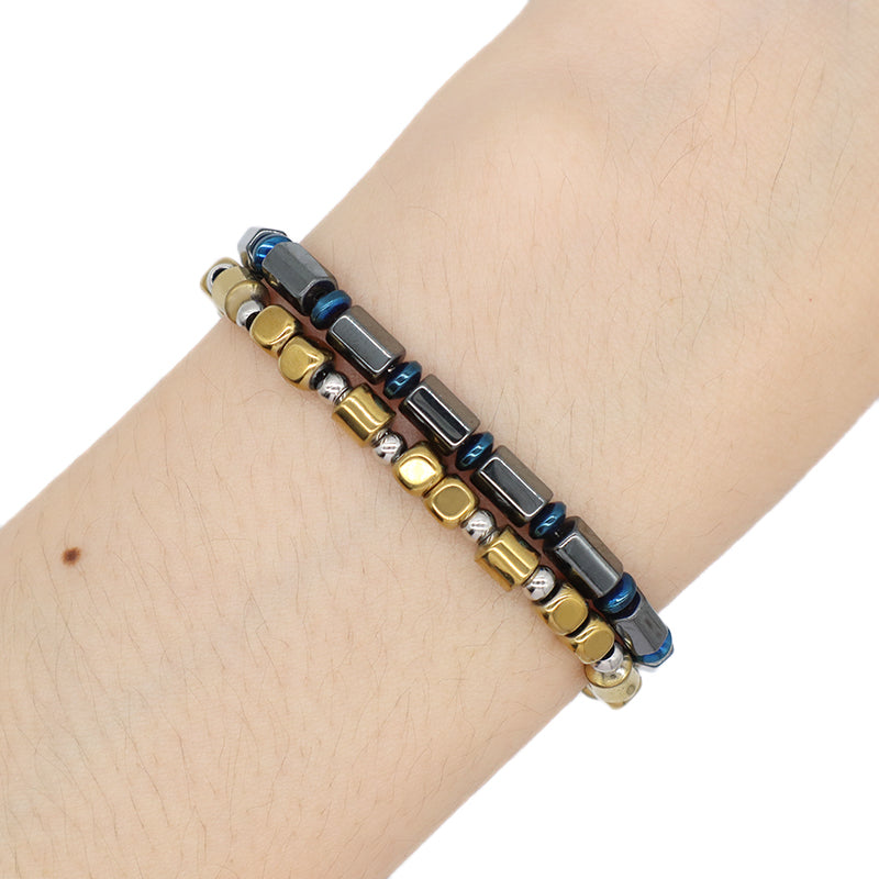 Custom Manufacture China Factory Fashionable Wholesale Jewelry Gift Bangle Ajustable Gold Plated Blue Beads Charm Stainless Steel Bracelet For Women Men