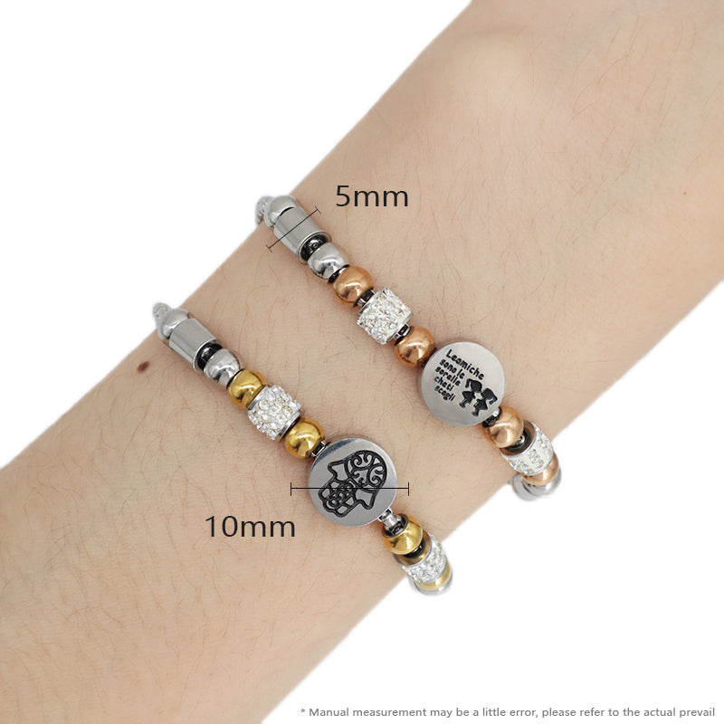 Wholesale China Factory Manufacture Fashionable Customized Jewelry Women Ajustable CZ Gold Plated Stainless Steel Hand Charm Bracelet Bangle For Gift