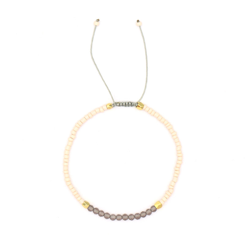 New Custom Women Handmade Ajustable Gold Plated Charm Glass Crystal Seed Beads Woven Macrame Bracelet