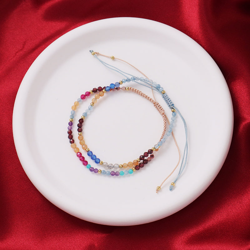 New Bulk Sale Fashion Customized Handmade Ajustable Gold Plated Charm Natural Stone Beads Macrame Woven Bracelet For Women Gift