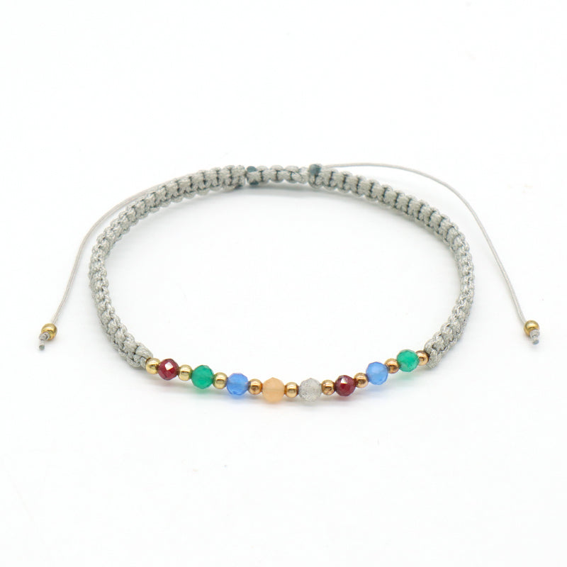 New Bulk Sale Fashion Customized Handmade Ajustable Gold Plated Charm Natural Stone Beads Macrame Woven Bracelet For Women Gift
