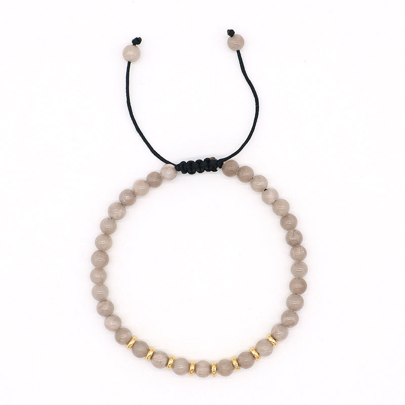 4mm Healing Energy Gemstone Wholesale Custom Women Handmade Gold Plated Charm Bohemian Natural Stone Beads Macrame Bracelet
