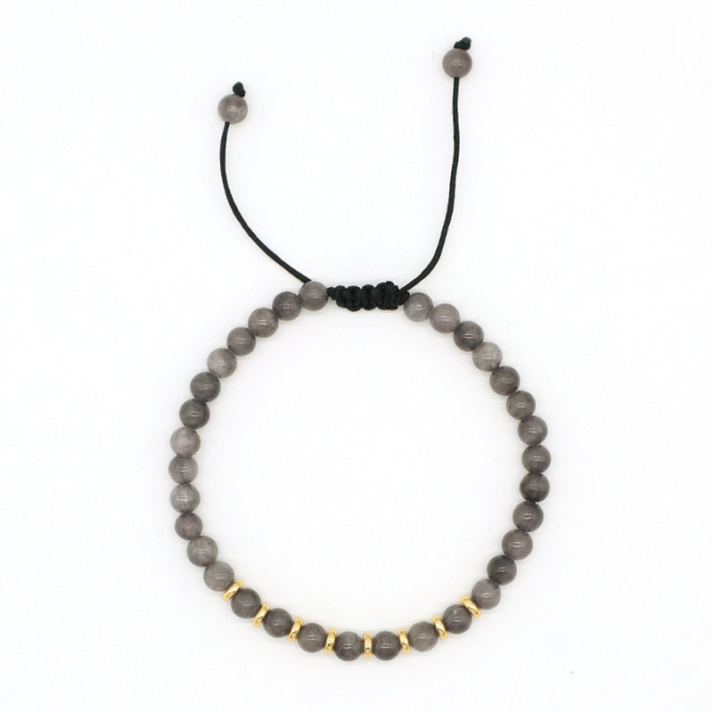 4mm Healing Energy Gemstone Wholesale Custom Women Handmade Gold Plated Charm Bohemian Natural Stone Beads Macrame Bracelet