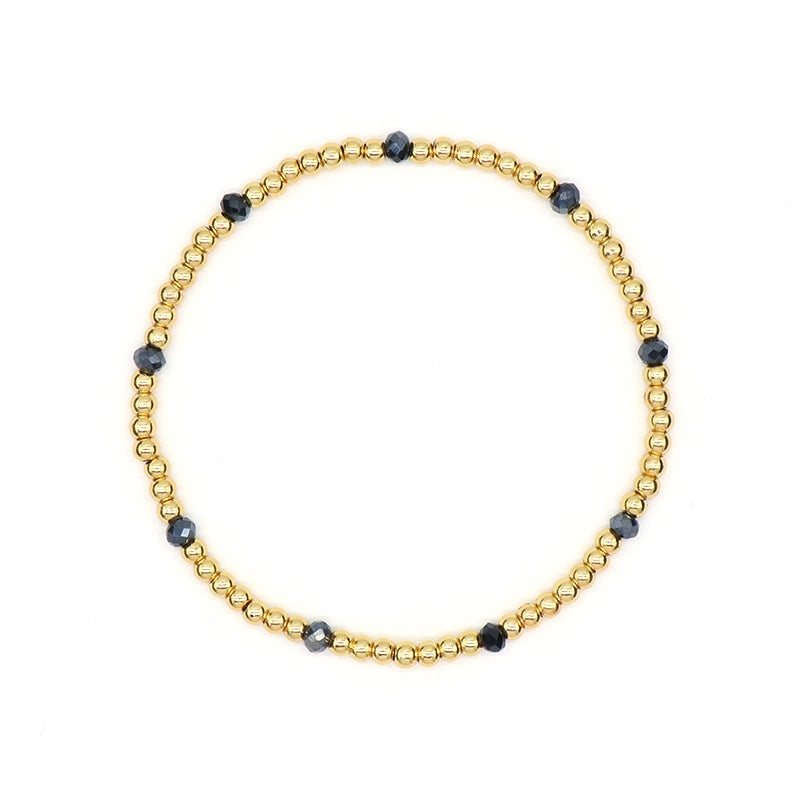 Fashion Design Women Gift Jewelry Custom 3mm Gold Plated Beaded Handmade Elastic Gemstone Faceted Natural Stone Beads Bracelet