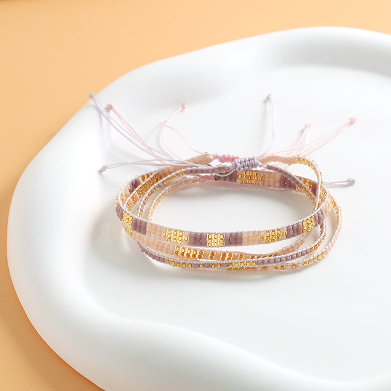 Custom Handmade Wholesale Miyuki Bracelet Jewelry Adjustable Pink Purple Woven Macrame Miyuki Beads Bracelet For Teen Girl Women