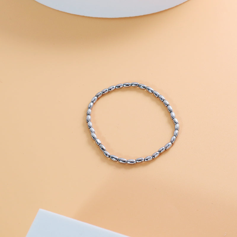 Newest Wholesale Fashionable Customized Women Man Jewelry Handmade Elastic Rhodium Plated Natural Stone Hematite Beads Bracelet