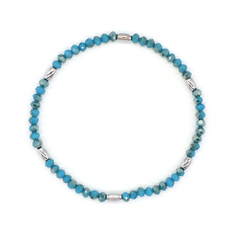 OEM Wholesale Custom Women Handmade China Factory Jewelry Ajustable Colorful Elastic Glass Crystal Hematite Beaded Bracelet