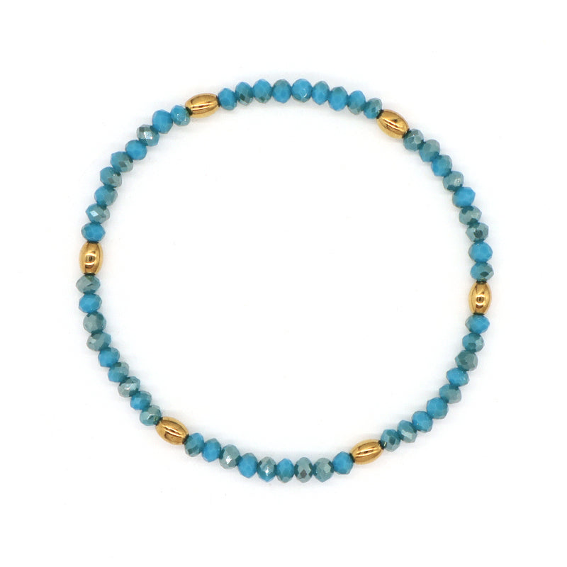 Handmade Custom Factory Wholesale OEM Women Jewelry Ajustable Elastic Colorful Glass Crystal Gold Plated Hematite Beads Bracelet