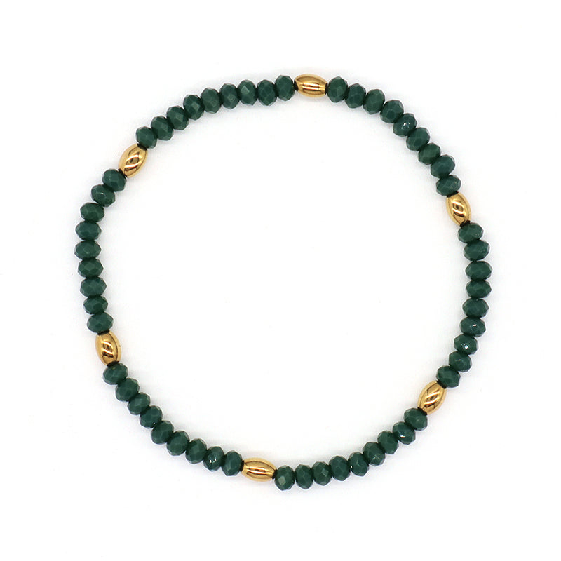 Handmade Custom Factory Wholesale OEM Women Jewelry Ajustable Elastic Colorful Glass Crystal Gold Plated Hematite Beads Bracelet