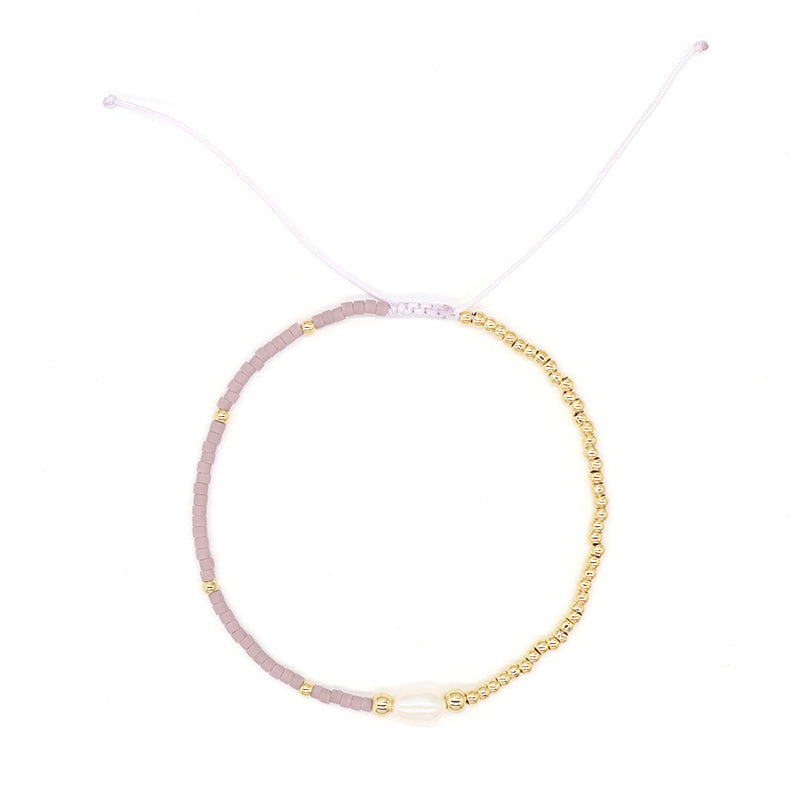 Wholesale Fashion Jewelry Handmade Custom Gold Plated Beads Adjustable Fresh Water Pearl Braided Woven Macrame Miyuki Bracelet