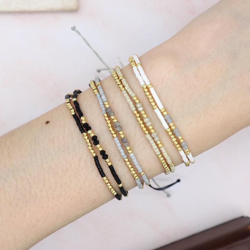 Hot Selling Handmade Wholesale Fashionable Jewelry Custom Gold Plated Beads Adjustable Woven Braided Miyuki Macrame Bracelet