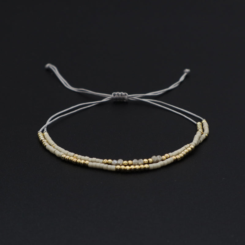 Hot Selling Handmade Wholesale Fashionable Jewelry Custom Gold Plated Beads Adjustable Woven Braided Miyuki Macrame Bracelet