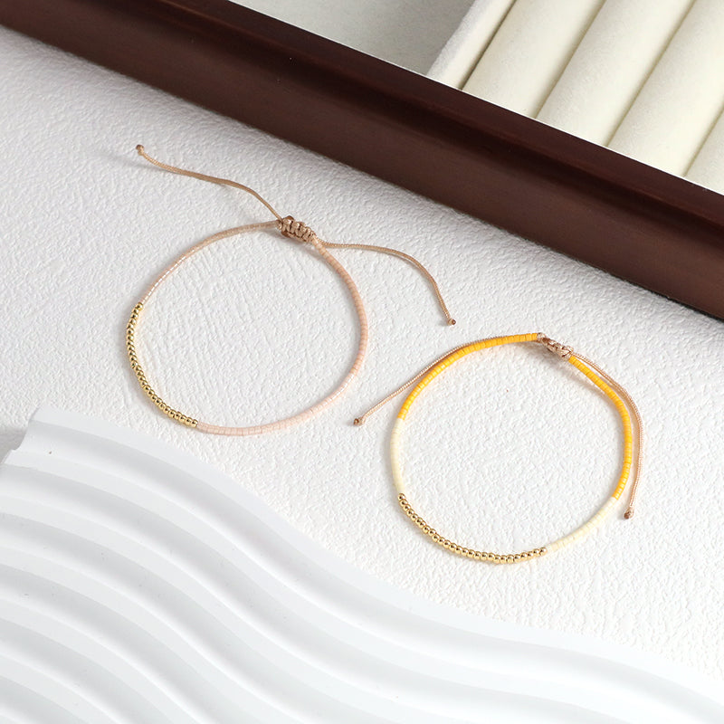 Gold Plated Beaded Women Fashion Braided Jewelry Gift Custom Wholesale Woven Handmade Adjustable Miyuki Macrame Cord Bracelet